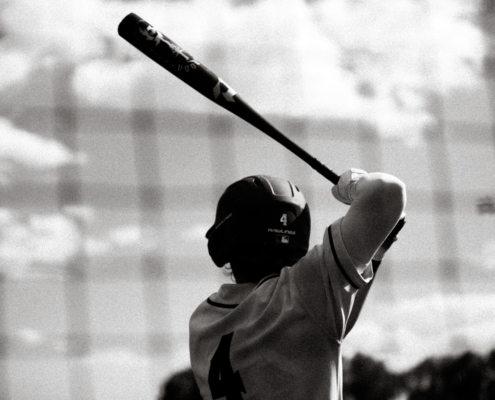 Baseball batter in the on deck circle